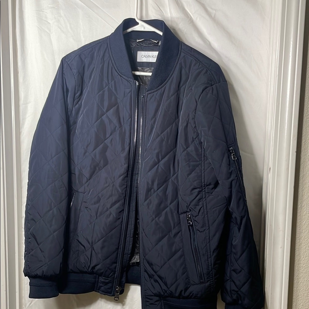 Calvin Klein Quilted Bomber Jacket with Ribbed Details